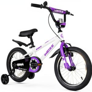 WEIZE Kids 16 Inch White Bike with Training Wheels Carbon Steel-0